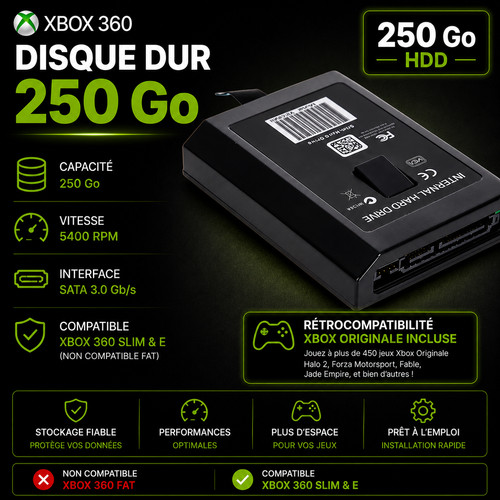 Disque dur xbox 360 slim - xbox, elite